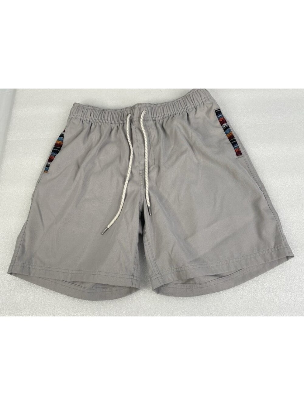 Wowie Shorts Mens M Beige Nomad Drawstring Aztec Pockets Unlined Beach 7" Inseam